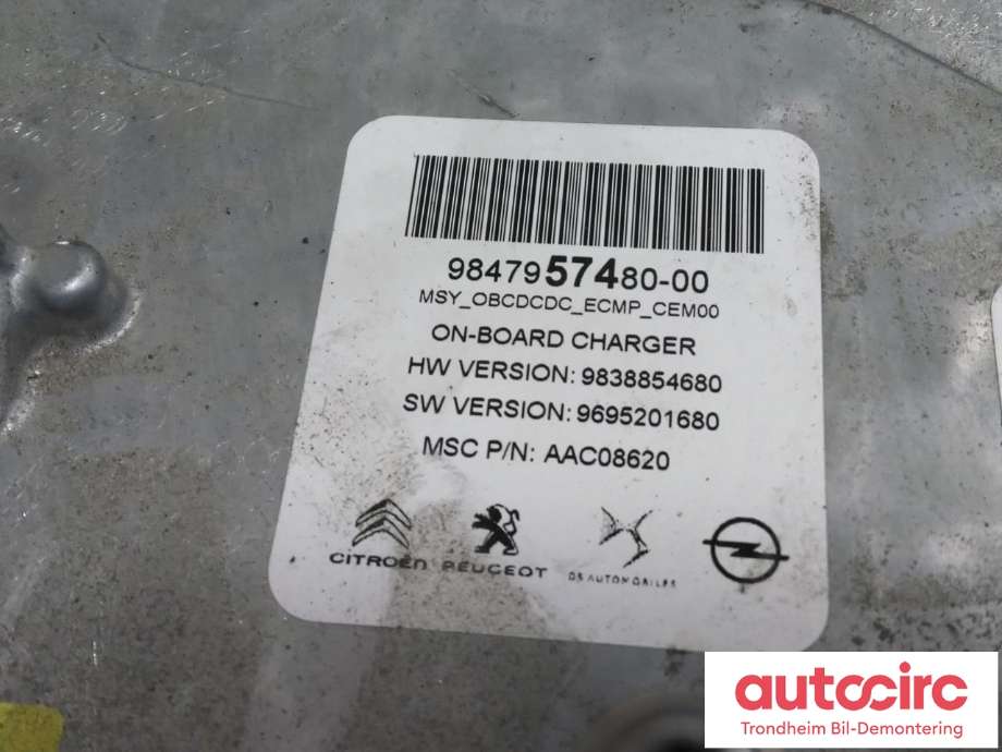 Batterilader (OBC - On Board Charger) til Peugeot e-2008 2019-->>  (..|9847957480|1675812180|1675859280| 16 758 121 80| 16 758 592 80)