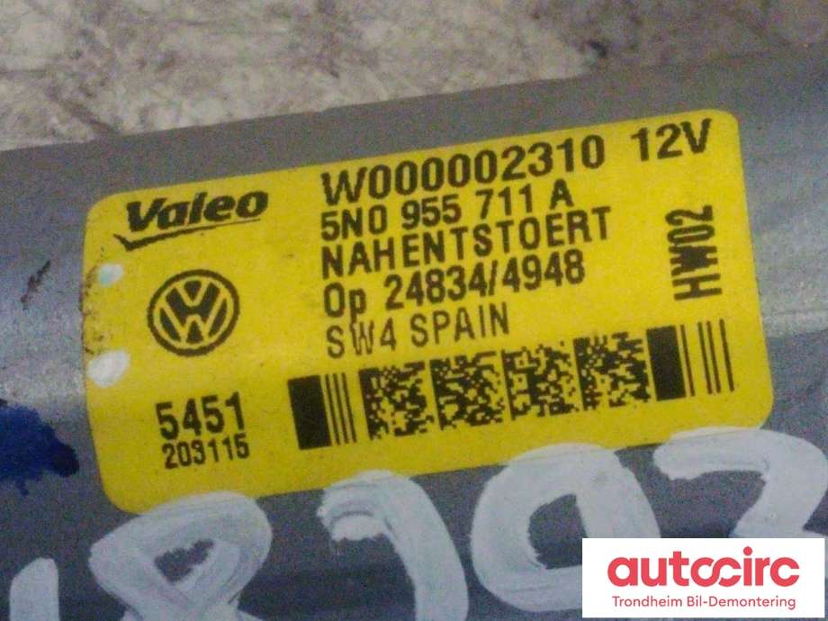 Viskermotor bakrute til VW Tiguan 2011-2016 (Type I, Fase 2)  (VALEO|5N0955711A|5N0955711B|W000002310)