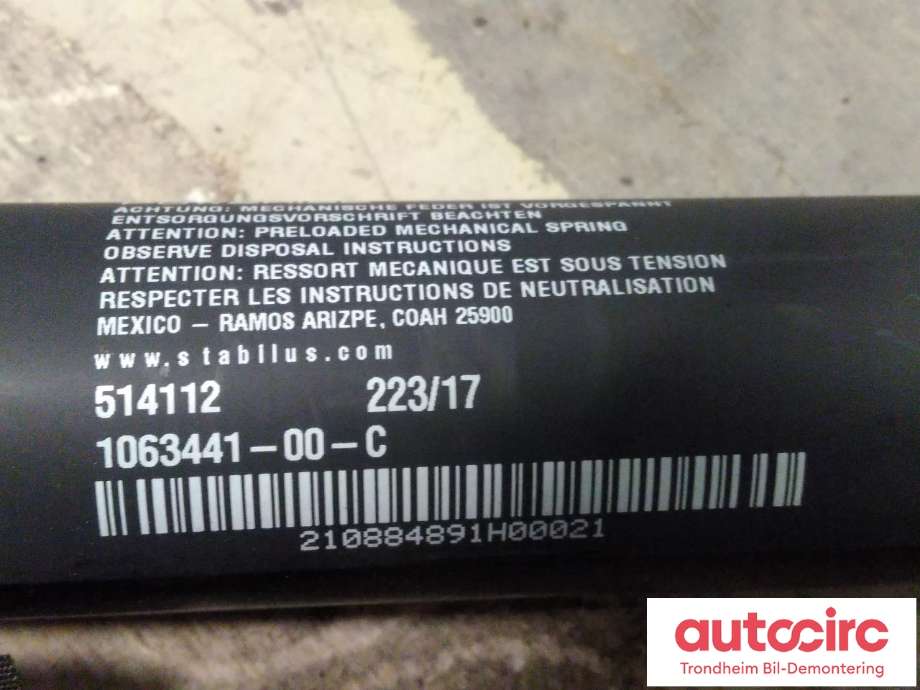 Dørstopper til Tesla Model X 2016-->>  (VENSTRE BAK|1063440-00-D|1063441-00-C|1063440-01-D)