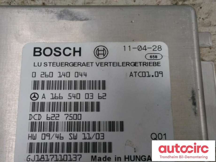 Styreenhet 4WD til Mercedes ML 2011-2015 (Fase 1) (W166) (W166) (BOSCH|A1665400362|A1665400462|A1669002016|0260140044|)