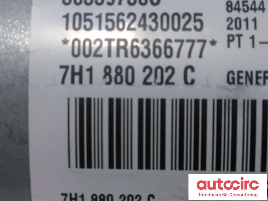 Airbag passasjer til VW Transporter / Caravelle 2009-2015 (Fase 2) (T5) (T5) (TRW|7H1880202C|)