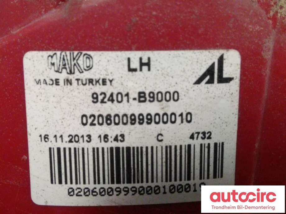 Baklykt venstre til Hyundai i10 2014-2018 (Type II) (AUTOMOTIVE LIGHTING|92401-B9000|92401B9000|02060099900010)