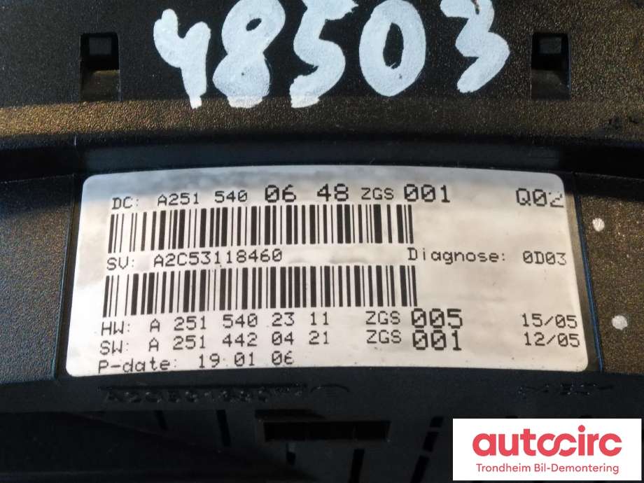Instrumentpanel til Mercedes ML 2005-2011 (W164) (W164) (VDO|A2515400648|A2515407247|A2515402648| A2C53118460)
