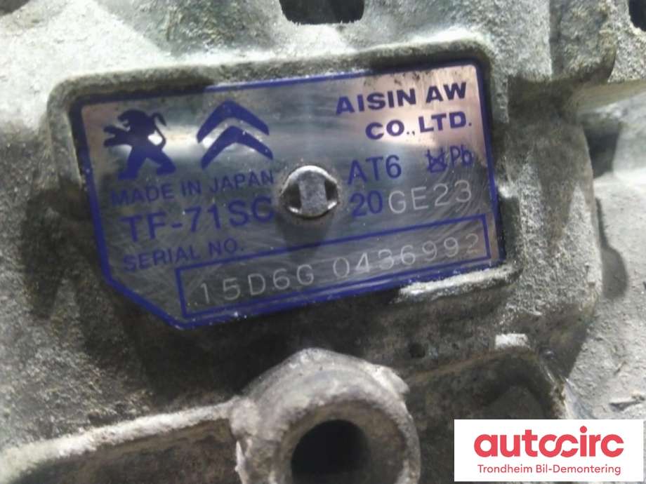 Girkasse automat til Peugeot 3008 2009-2016 (Type I)  (AISIN AW|9810676280||TF-71SC| AT6)