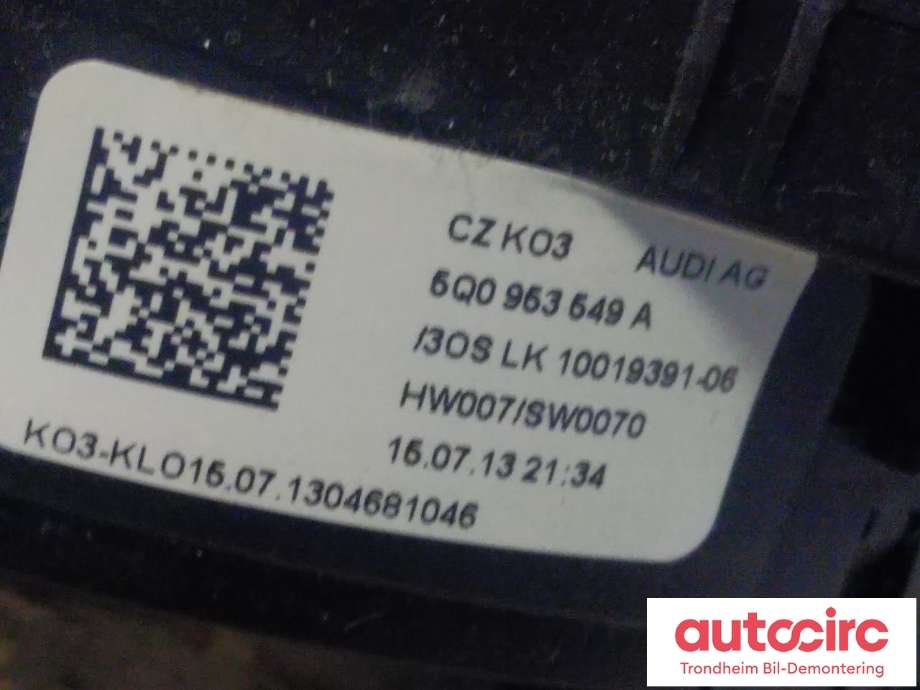 Bryter combi til Audi A3 2012-2016 (Type III, Fase 1) (VW AG|8V0953521D|8V0953502D|5Q0953549A|5Q0953549E)