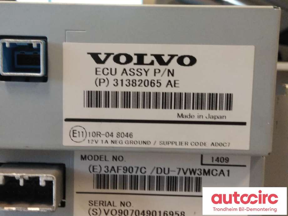 Bilstereo navigasjon skjerm til Volvo V60/V60 CC 2013-2018 (Type I, Fase 2)  (..|31382065|78HL13-3930135-AAA|36011463)