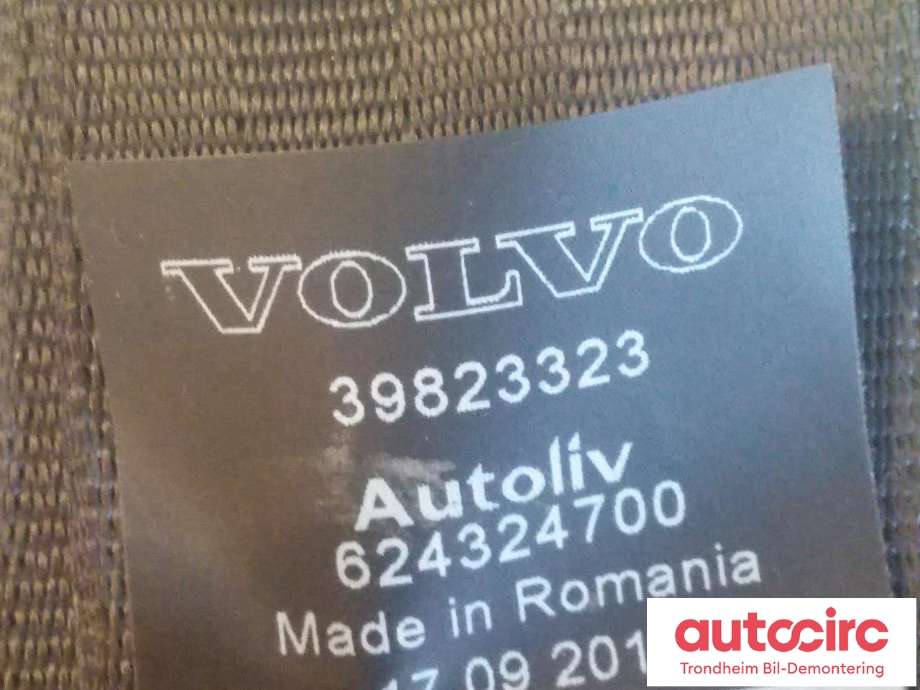 Sikkerhetsbelte bak høyre til Volvo V60/V60 CC 2013-2018 (Type I, Fase 2)  (AUTOLIV|39823323|616159000|)