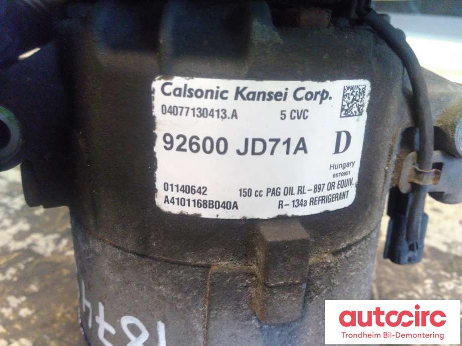 Aircondition kompressor til Nissan X-Trail 2007-2014 (T31) (T31) (CALSONIC KANSEI CORP|92600JD71A|92600JD700|)