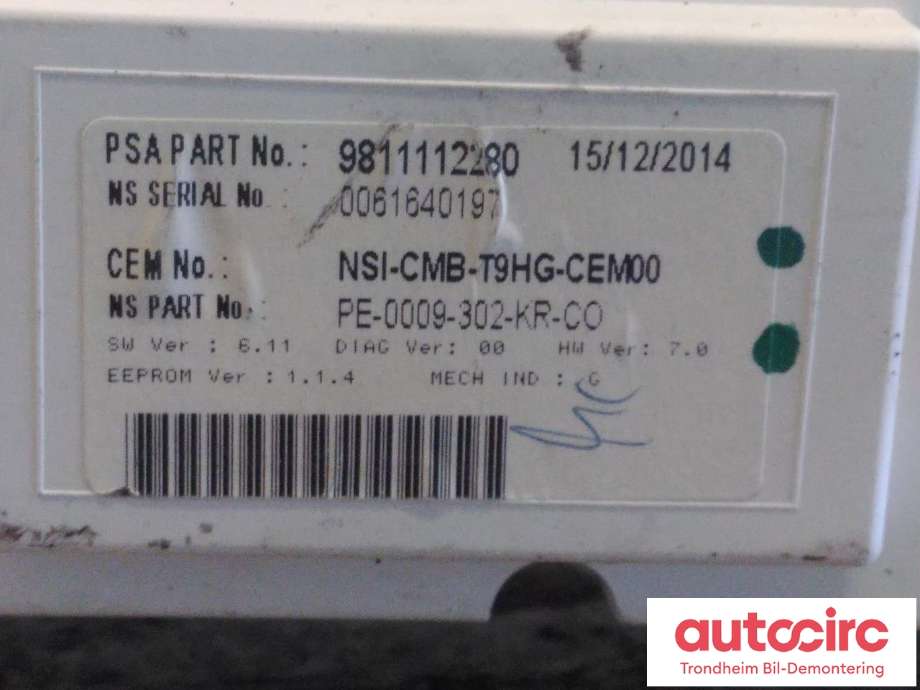 Instrumentpanel til Peugeot 308 2013-2021 (Type II)  (..|9811112280|1612913680|1614174280)