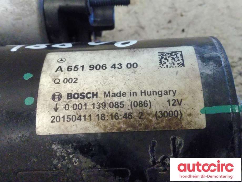 Starter diesel til Mercedes Vito 2014-->> (W447) (W447) (BOSCH|A6519064300|A 651 906 43 00|0001139085)