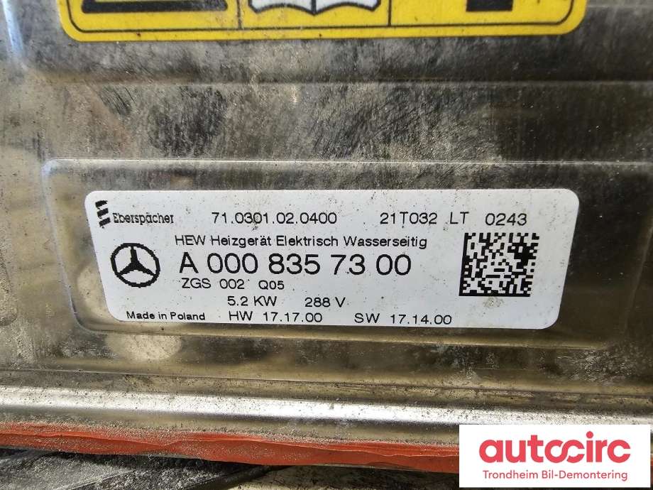 Motorvarmer elektrisk til Mercedes EQA 2021-->> (EBERSPACHER|A0008357300|71.0301.02.0400|)