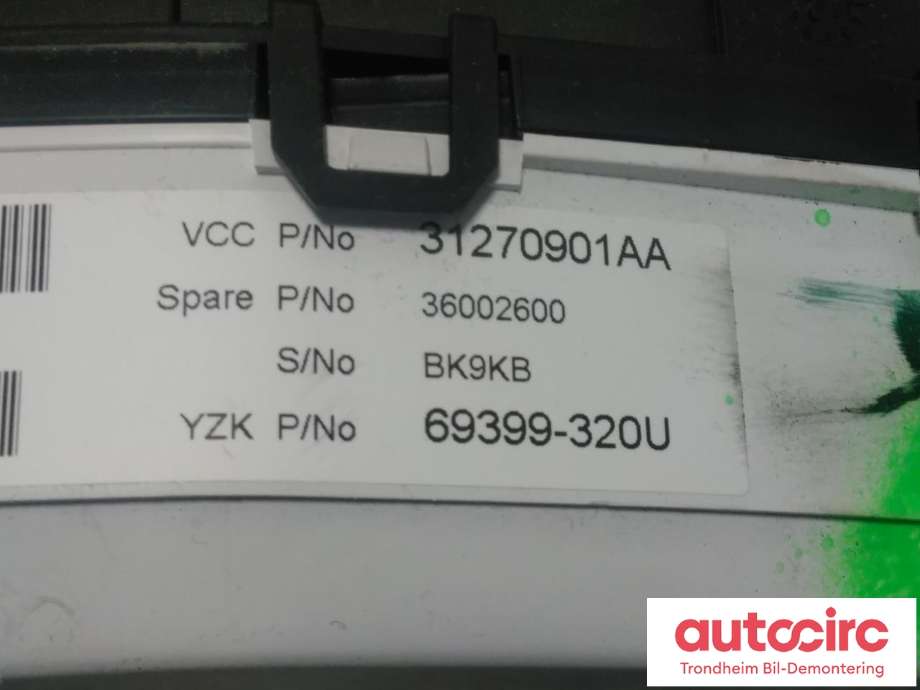 Instrumentpanel til Volvo XC60 2008-2013 (Type I, Fase 1)  (YAZAKI|31270901AA|36002492|36002600| 69399-320U)