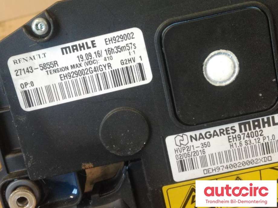 Varmeapparat PTC-heater til Renault Zoe 2013-2019 (Fase 1)  (MAHLE NAGARES|27143-5855R|271436099R|271435855R| EH929002| EH974002)