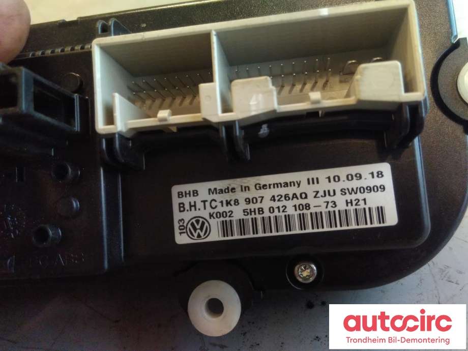 Varmeapparat betjening til VW Caddy 2015-2020 (Type III, Fase 3)  (BHTC|1K8907426AQ|1K8 907 426 AQ|5HB012108-73)
