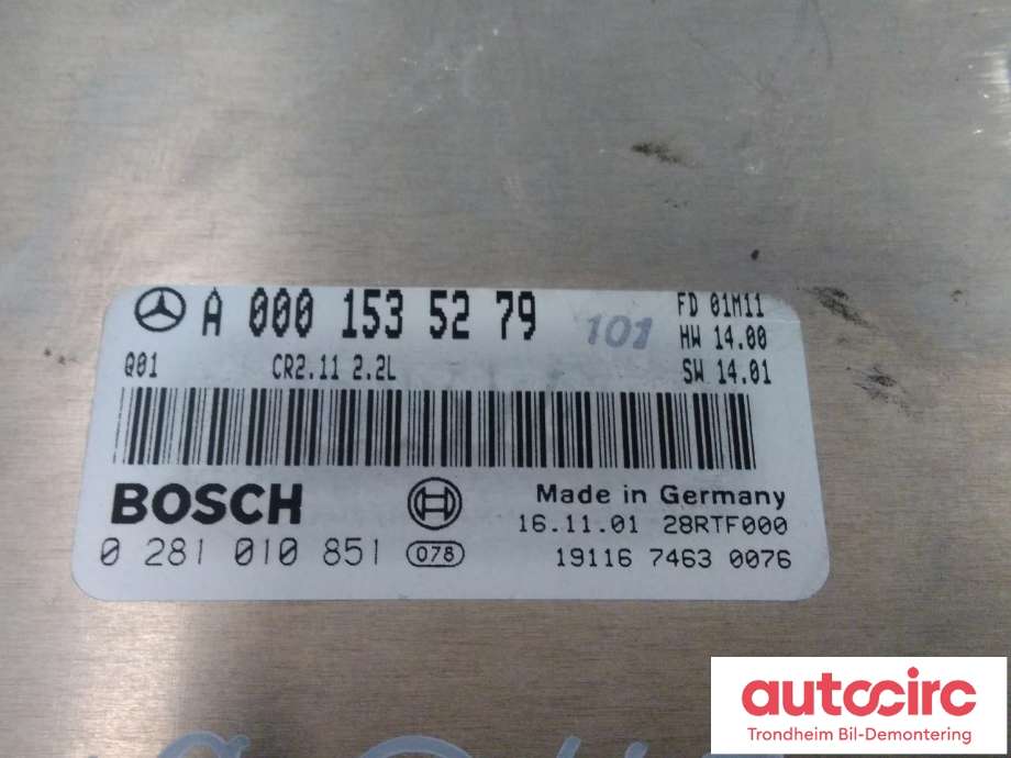 Styreenhet motor til Mercedes C-Klasse 2000-2004 (Fase 1) (W203) (W203) (BOSCH|A0001535279|0281010851|)