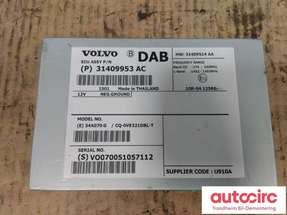 Styreenhet DAB til Volvo V40, 2012-2019  (..|31409953)