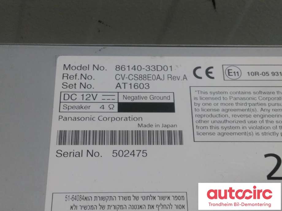 Bilstereo navigasjon til Toyota Camry 2019-->>  (..|86140-33D01|8614033D01|)