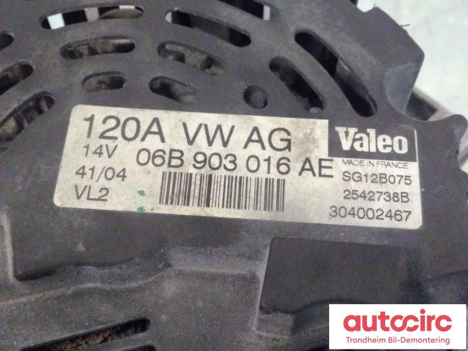 Dynamo til Audi A4 2004-2008 (Type III) (B7) (B7) (VALEO|06B903016AE|06B903019BX|2542738C)
