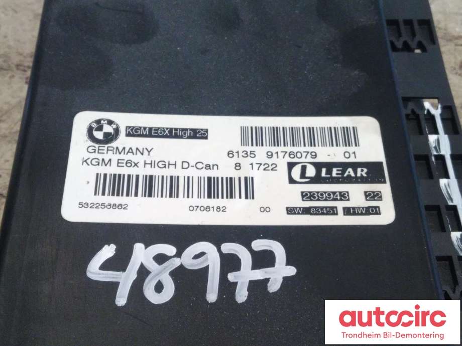 Styreenhet diverse til BMW 5-Serie 2003-2010 (E60/E61) (E60/E61) (LEAR|9176079|61359221110|61359176079)