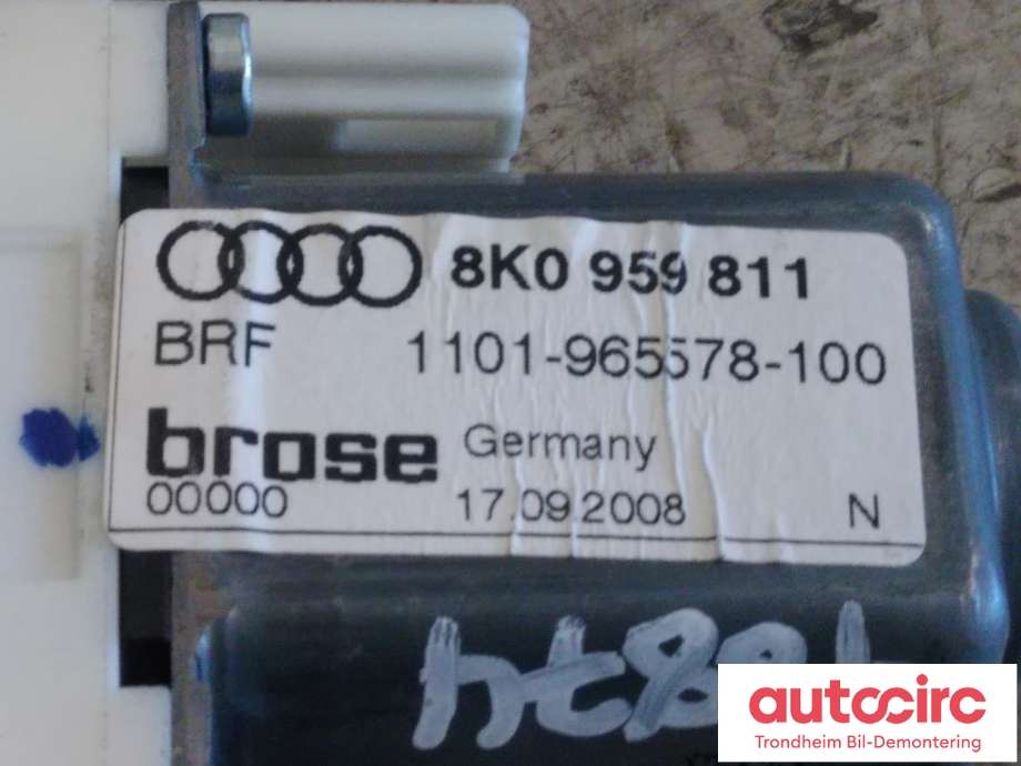 Ruteheis, kun motor, venstre bak til Audi A4 2007-2014 (Type IV) (B8) (B8) (BROSE|8K0959811|8K0 959 811|)