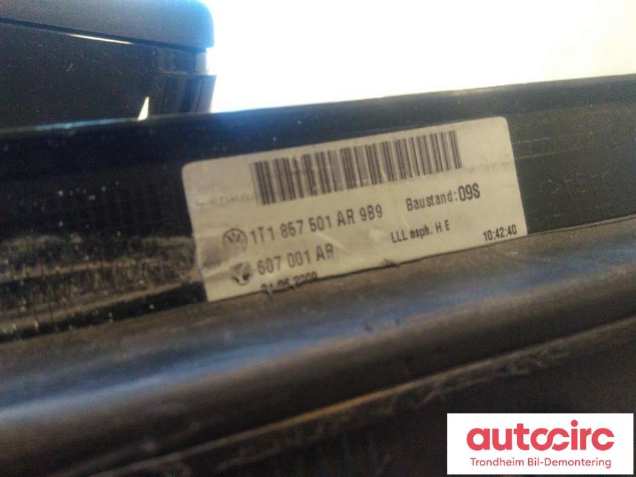 Speil venstre til VW Touran 2007-2010 (Type I, Fase 2) (..|1T1857507AB|1T1 857 507 AB|)