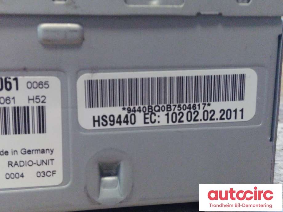 Bilstereo diverse til Audi A8 2010-2013 (Type III, Fase 1) (HARMAN KARDON|4H0035061|4H0035061GX|4H0035061N)