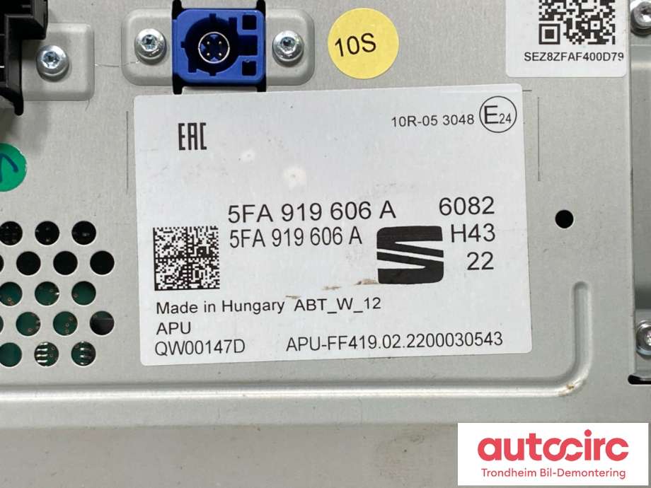 Multimedia display (MCU - Media Controller Unit) til Cupra Born 2022-->>  (5FA919606A|)