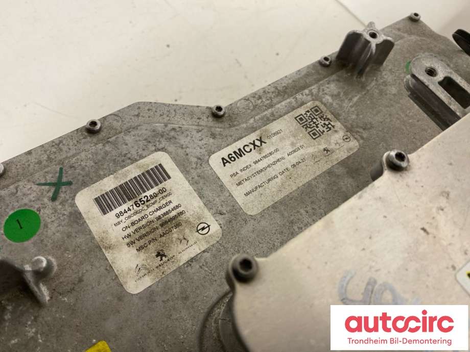 Batterilader (OBC - On Board Charger) til Opel Mokka E 2020-->> (Type II)  (PSA|9844765280|AAC07350|98 447 652 80| 9844765280-00)
