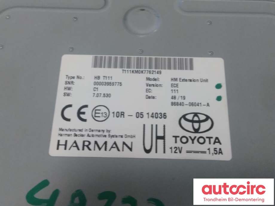 Bilstereo navigasjon til Toyota Camry 2019-->> (HARMAN|86840-06041|8684006041|)