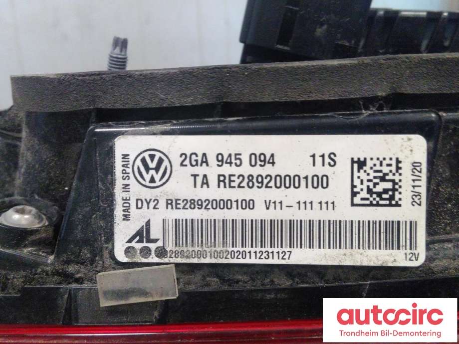 Baklykt høyre indre til VW T-Roc 2017-->> (AUTOMOTIVE LIGHTING|2GA945094|2GA 945 094|)