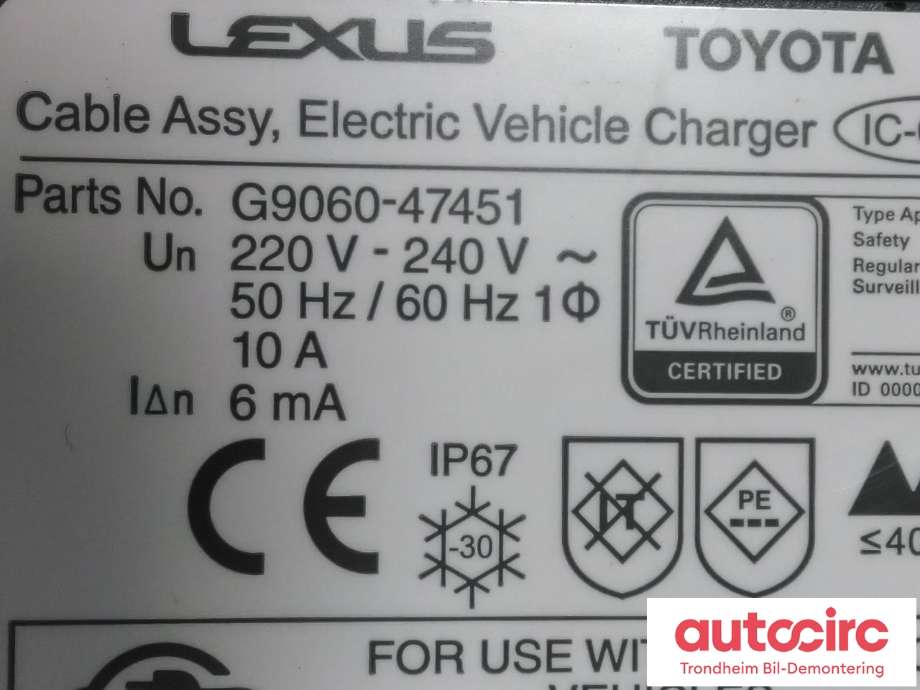 Batterilader kabel til Toyota bZ4X 2022-->>  (NØDLADER|G9060-47451|G906047451|)