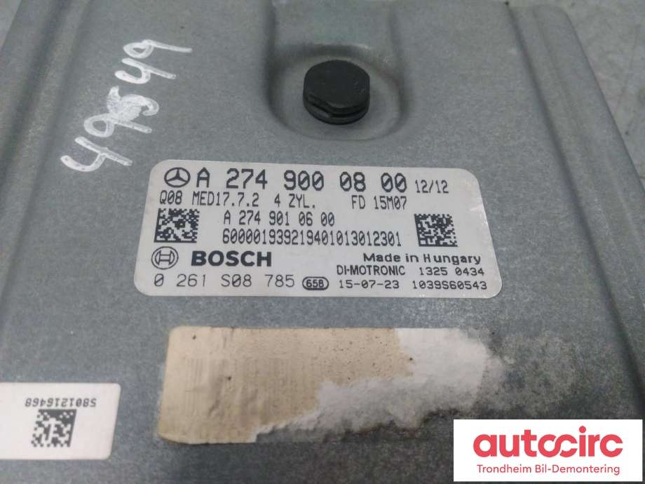 Styreenhet motor til Mercedes C-Klasse 2014-2018 (Fase 1) (W205) (W205) (BOSCH|A2749000800|0261S08785|A2749002900)