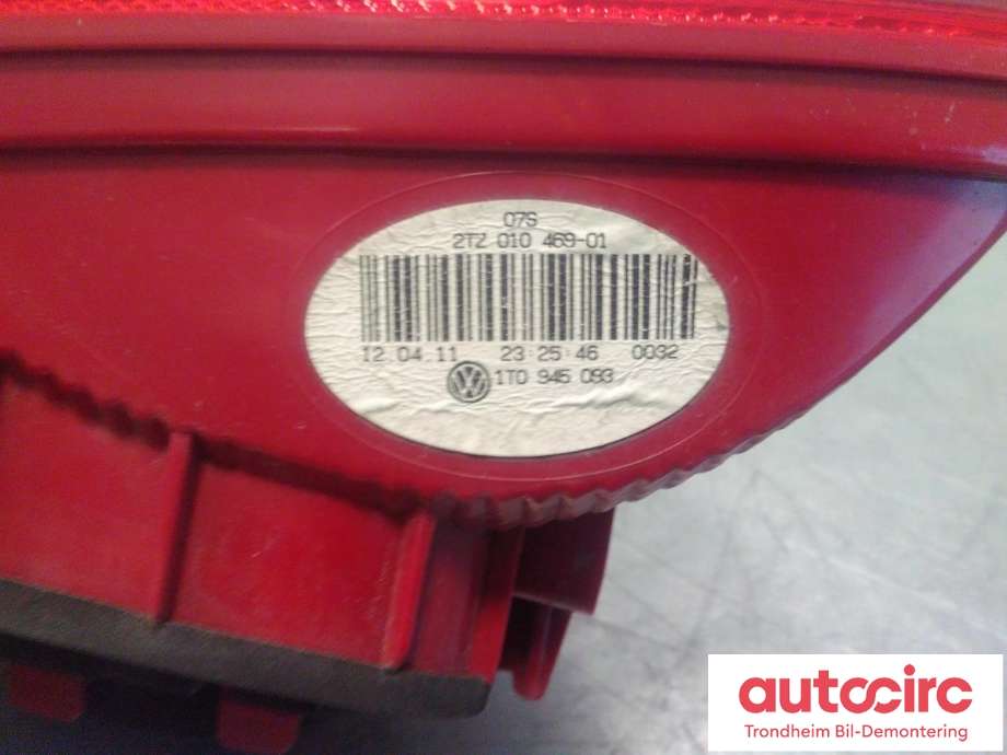 Baklykt venstre indre til VW Touran 2010-2015 (Type I, Fase 3) (..|1T0945093|)