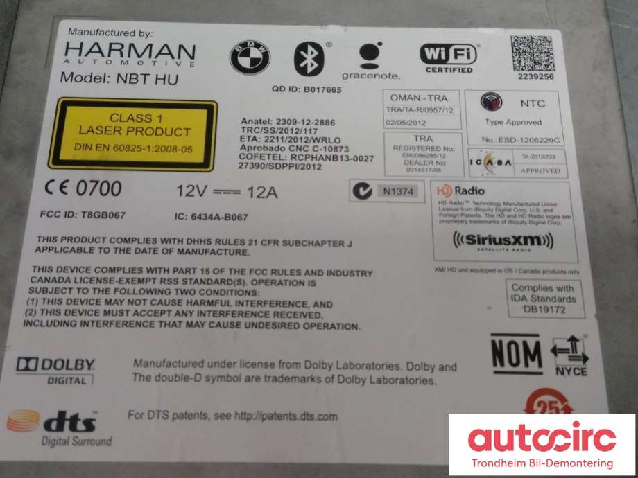Bilstereo navigasjon til BMW 7-Serie 2009-2015 (F01/F02/F03/F04) (F01/F02/F03/F04) (HARMAN AUTOMOTIVE|9347822|65129347822|65126826790)
