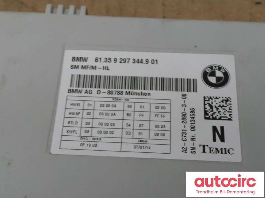 Styreenhet sete til BMW 7-Serie 2009-2015 (F01/F02/F03/F04) (F01/F02/F03/F04) (TEMIC|9297344|61356993305|61357943749| 61359459675| 9297344.9| A2-C731-2890-3-00)