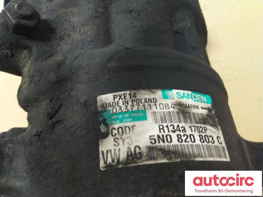 Aircondition kompressor til Škoda Fabia 2010-2014 (Type II, Fase 2)  (SANDEN|5N0820803C|5K0820803L|5K0820803K)