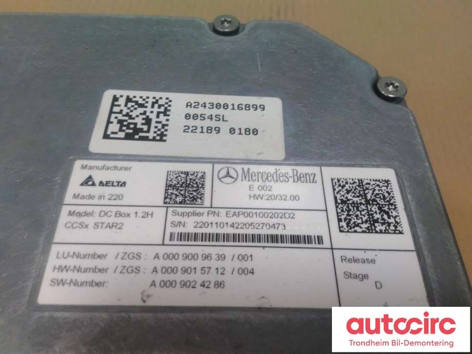 DCDC converter elbil til Mercedes EQA 2021-->>  (...|A0009009639|A0009008142|)