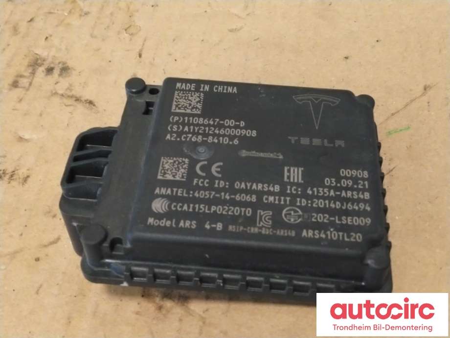 Sensor radar til Tesla Model 3 2018-2023 (Fase 1)  (TESLA|1108647-00-D|A2C76884106|4057-14-6068)