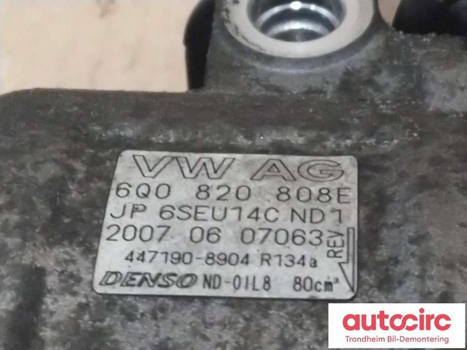 Aircondition kompressor til Škoda Roomster 2006-2010 (Fase 1)  (DENSO|6Q0820808E|6Q0820808G|6Q0820808GX)