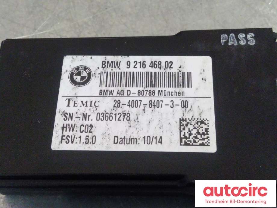 Styreenhet sete til BMW M5 2011-2017 (F10) (F10) (TEMIC|9216468|7490465|61357490465)