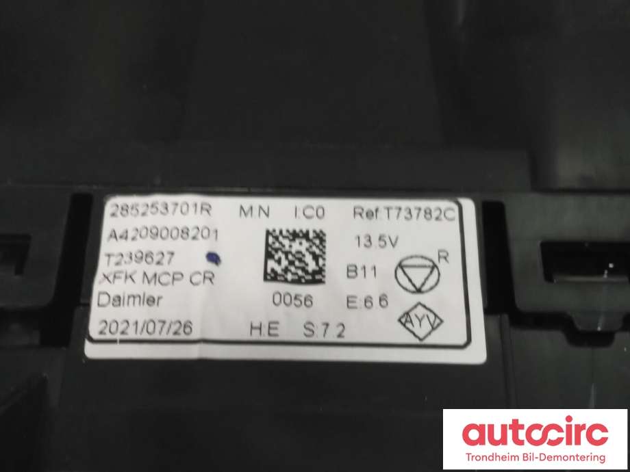 Varmeapparat betjening til Mercedes Citan 2021-->> (W420) (W420) (..|A4209008201|A4208307800|A 420 830 78 00)