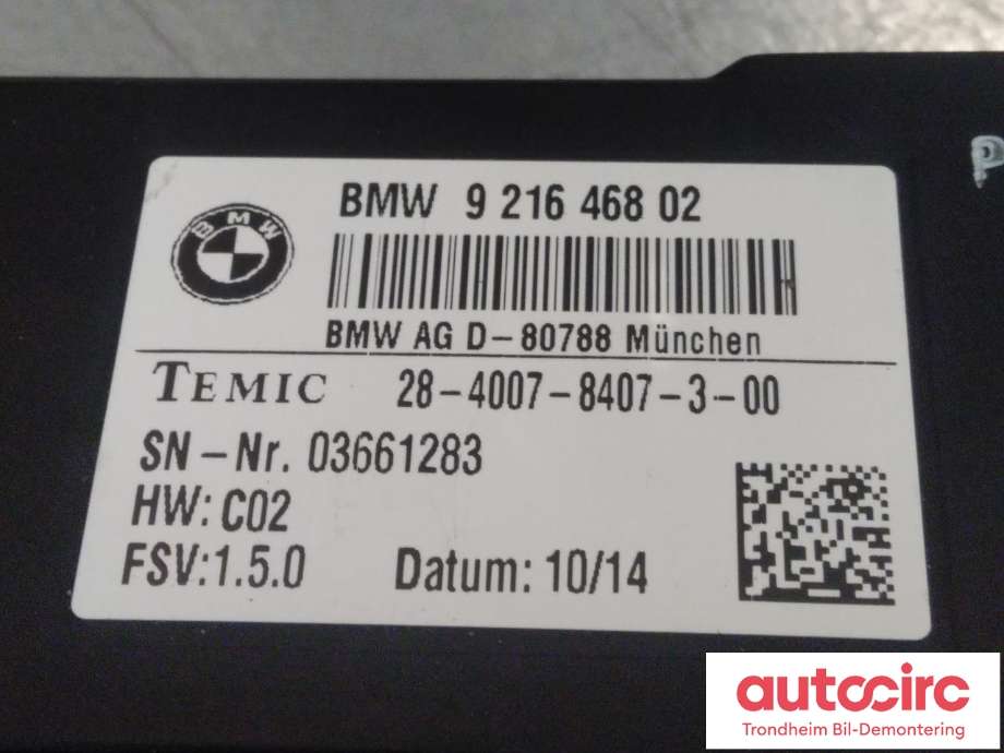 Styreenhet sete til BMW M5 2011-2017 (F10) (F10) (VENSTRE SIDE|9216468|7490465|61357490465)