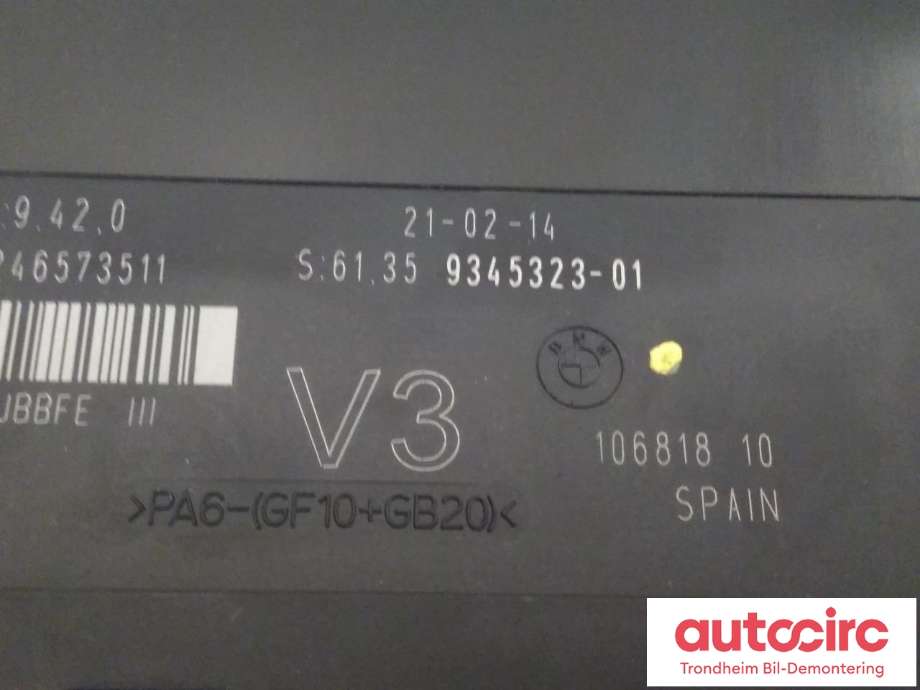Styreenhet comfort (BCM) til BMW M5 2011-2017 (F10) (F10) (BMW|9345323|61359345323|61356992415)