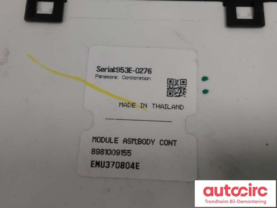 Styreenhet comfort (BCM) til Isuzu D-Max 2017-2020 (Type II, Fase 2)  (PANASONIC|8981009155|)