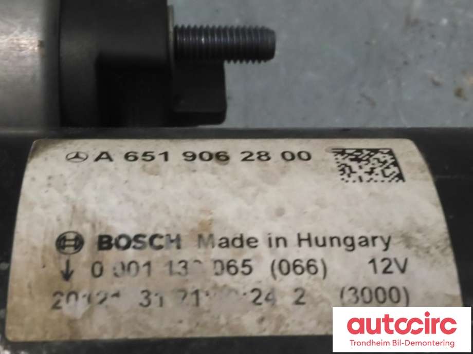 Starter diesel til Mercedes GLK 2008-2015 (X204) (X204) (BOSCH|A6529062000|A6519062400|A6519064300)