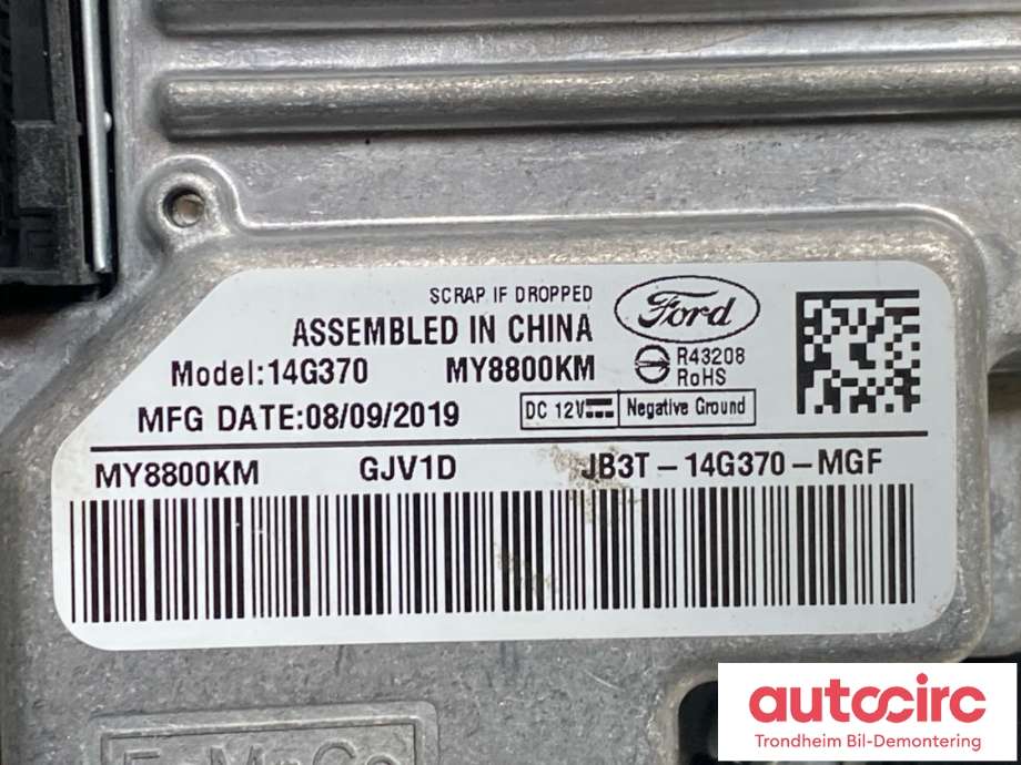 Bilstereo navigasjon skjerm til Ford Ranger / Ranger Raptor 2015-2022  (2433318|JB3T14G370MGF|)