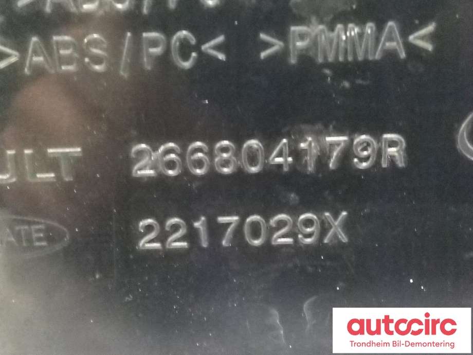 Karosseri diverse til Renault Zoe 2019-->> (Fase 2)  (LUXOR|266804179R|)