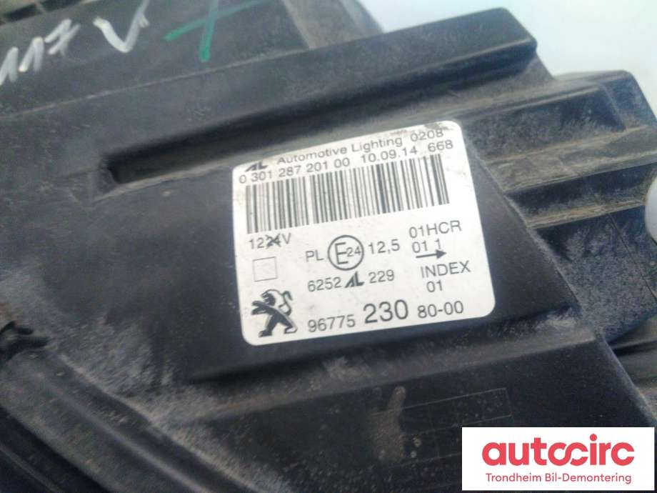 Frontlykt venstre halogen til Peugeot 308 2013-2021 (Type II)  (AUTOMOTIVE LIGHTING|9677523080|96 775 230 80|030128720100| 9677523080-00)