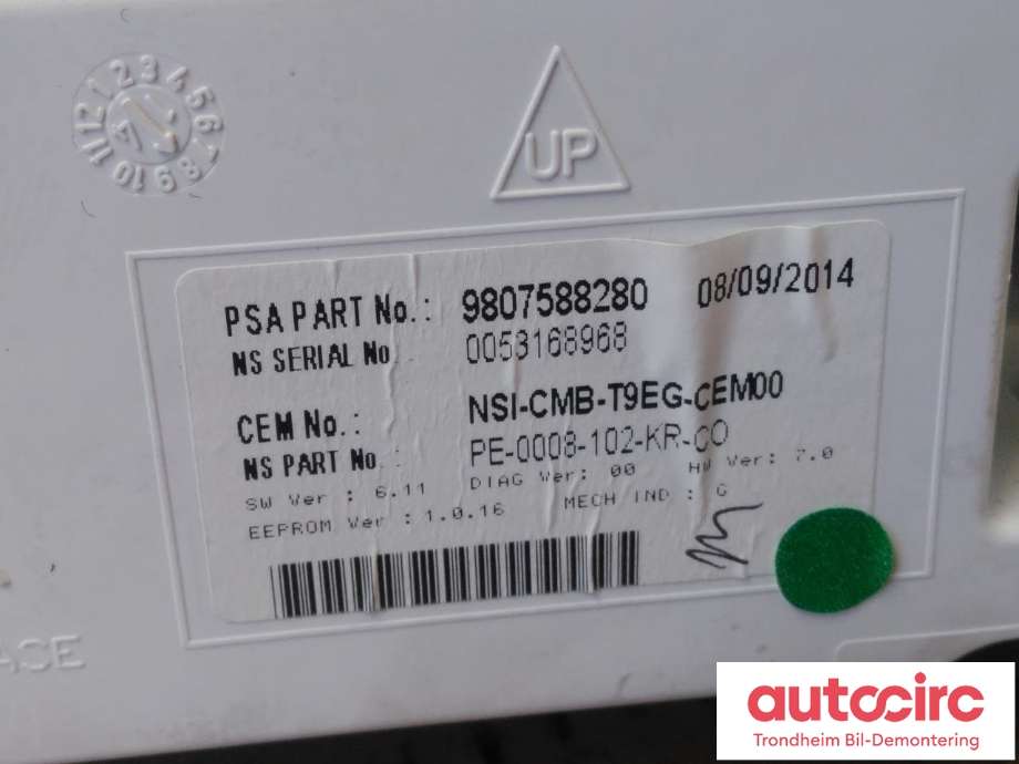 Instrumentpanel til Peugeot 308 2013-2021 (Type II) (..|9807588280|9809838380|98 098 383 80| 98 075 882 80| PE-0008-102-KR-C0)