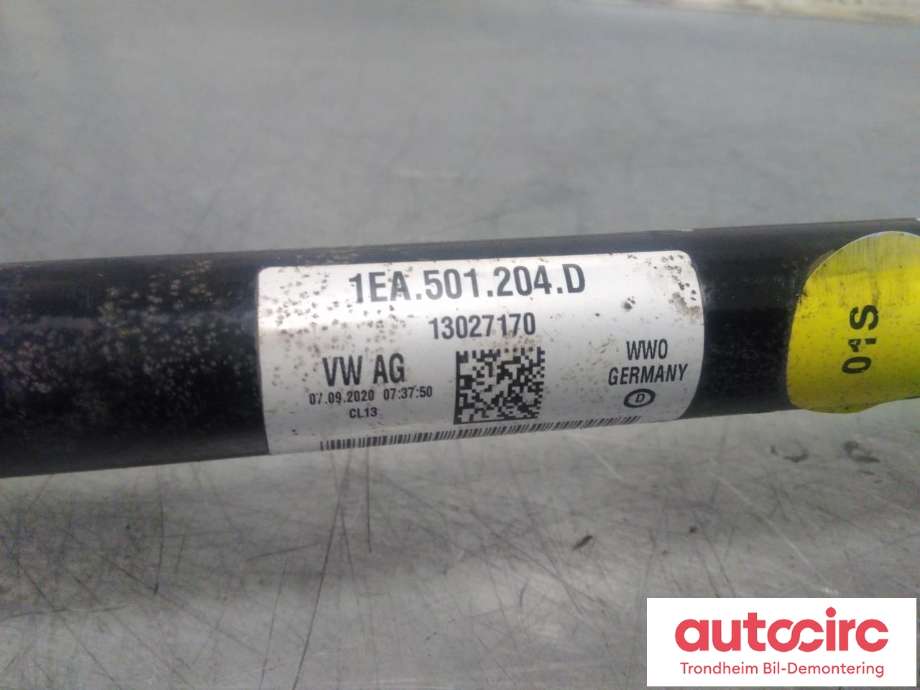 Drivaksel høyre bak, elbil til VW ID.3 2020-->> (..|1EA501204D|1EA501204G|)